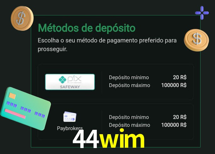 O cassino 44wim oferece uma grande variedade de métodos de pagamento